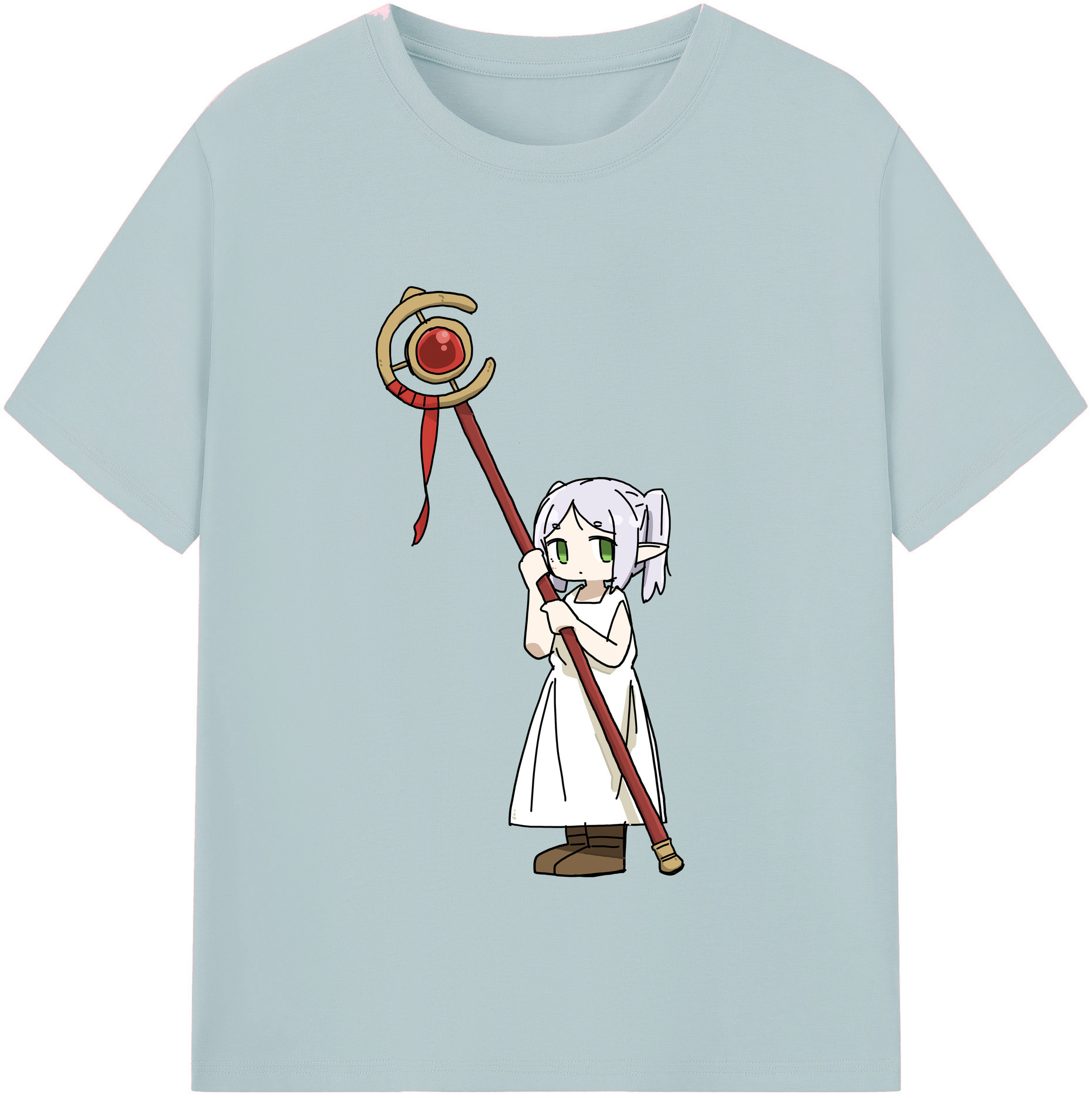 （画像用） 葬送のフリーレン Frieren 綿100％半袖Tシャツ（フロントプリント）